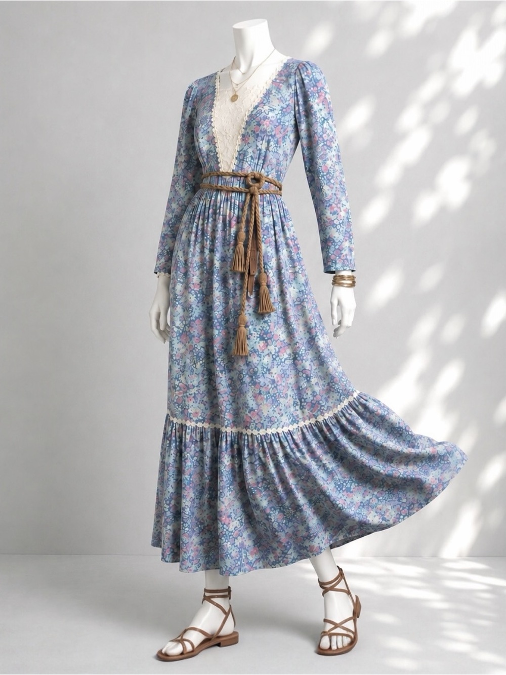 Vintage Prairie Maxi Dress XS / S Blue Floral Cottagecore Western  Hilda Hawaii
